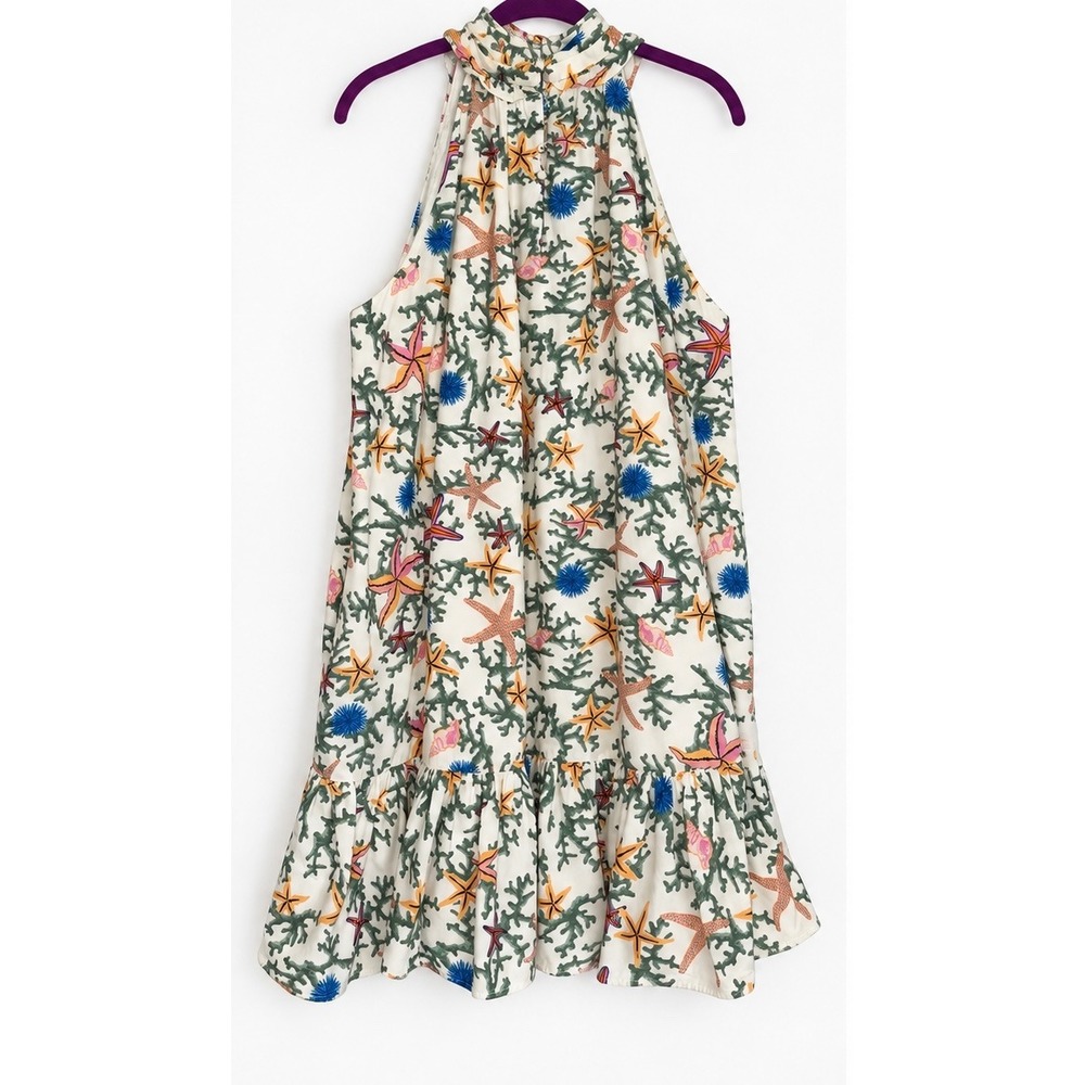 Hofmann Copenhagen Sasha Starfish Print Organic Cotton Halter Mini Dress 40